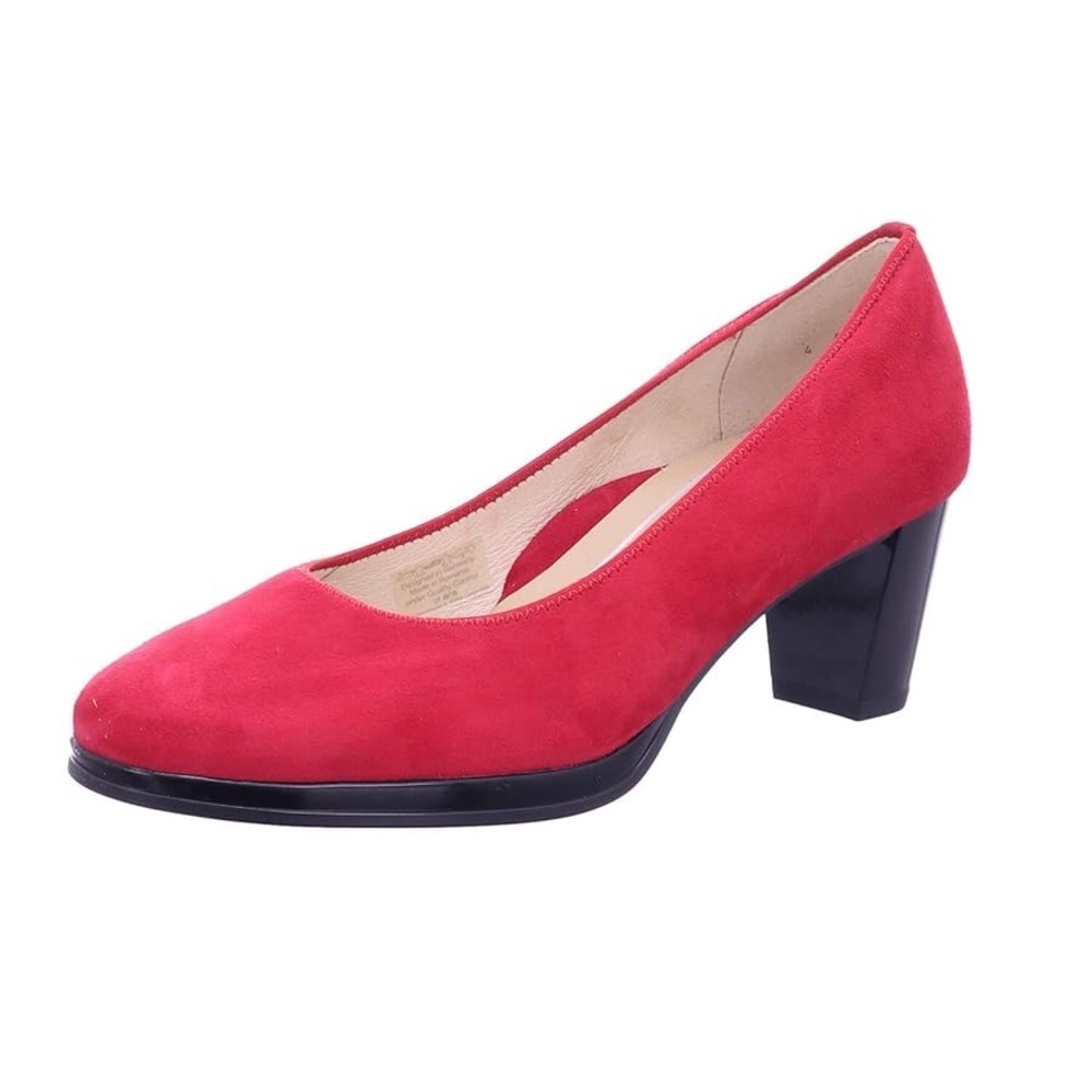 Ara Red Suede Block Heel Pumps